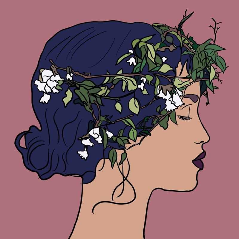 Ilustración: mujer con corona de flores