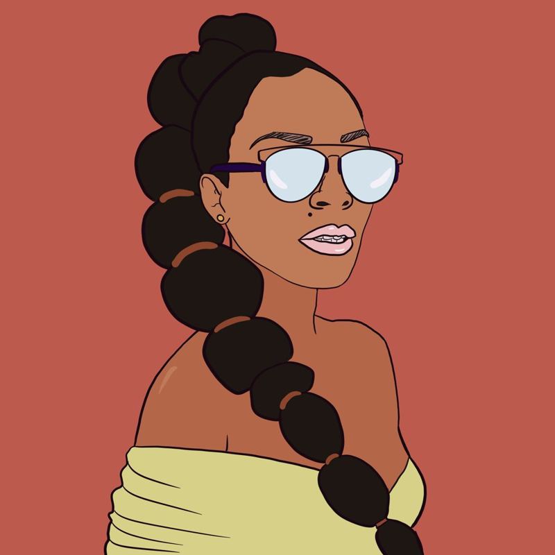 Ilustración: mujer con trenza y gafas